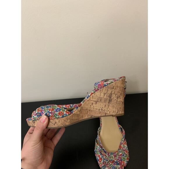 Tommy Hilfiger wedge shoes floral strappy wedges womens 10 M - Picture 2 of 5